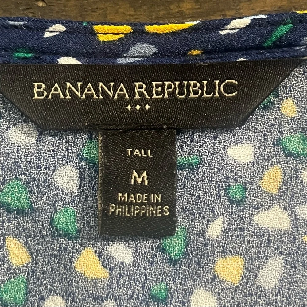 Banana Republic Womens Dress Navy Blue Flowy Rayon Dress Short Sleeves Medium